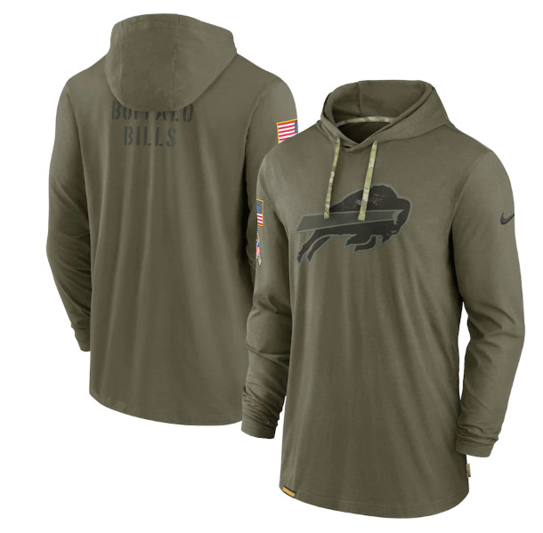 Buffalo Bills 2022 Olive Salute To Service Tonal Pullover Hoodie